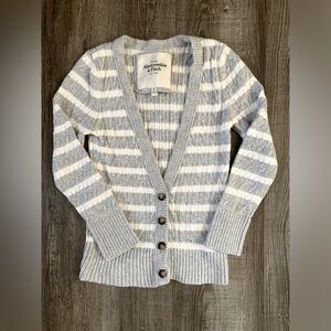 Abercrombie and Fitch Grey Striped Cardigan Sweater Y2K